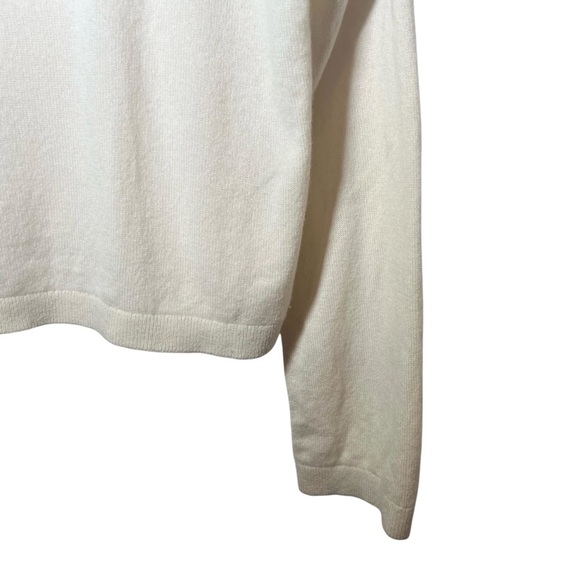 Everlane Ivory Cream Cashmere Wool Henley Pocket Sweater Medium - Picture 7 of 10